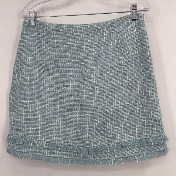 Lena Light Blue Tweed Short Sleeve Jacket & Skirt Matching Set Size L NWT - Picture 9 of 15